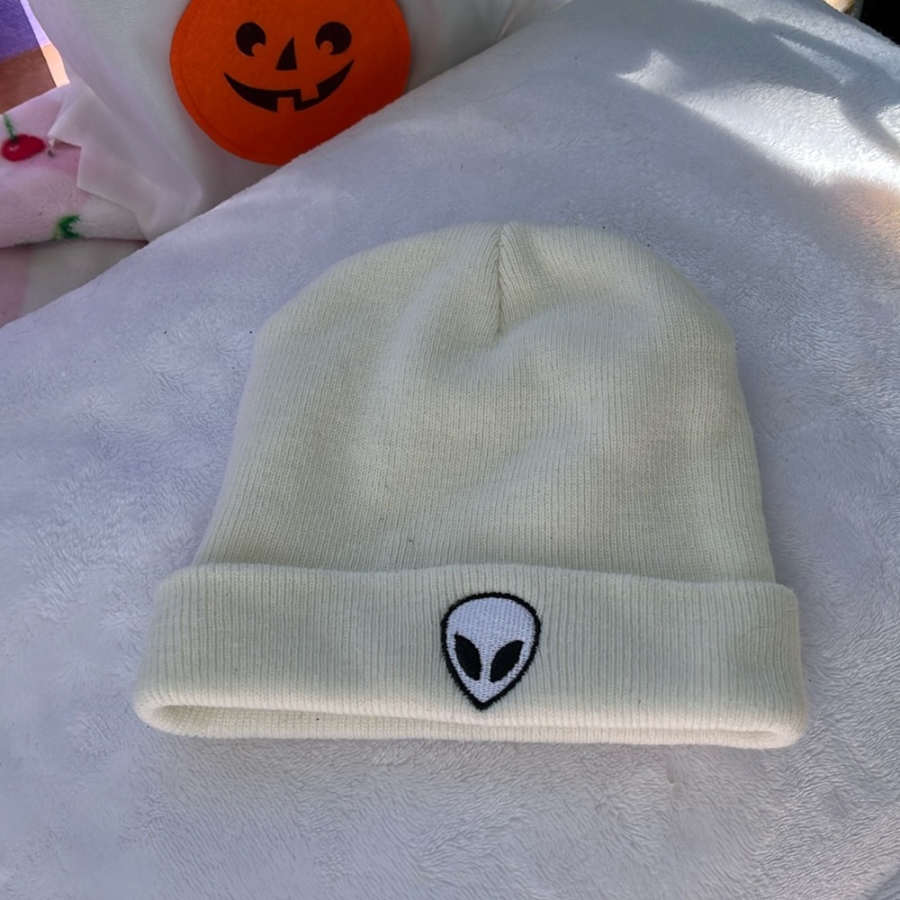 White Alien Beanie